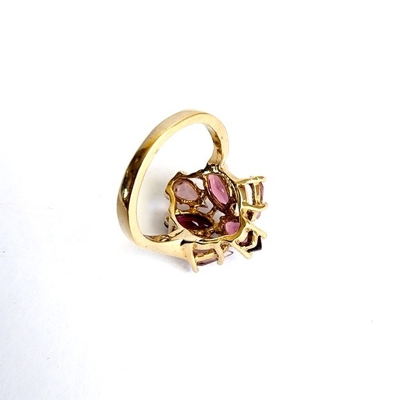 Vintage 14K Cocktail Ring Faux Amethyst Mob Wife Gold Electroplate Plated 7.5 - Picture 3 of 5